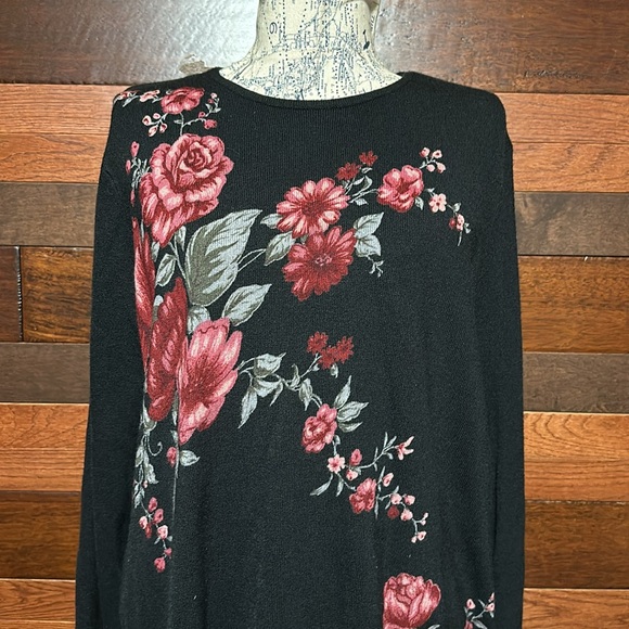 Fashion Bug Black Floral Sweater - Picture 4 of 9